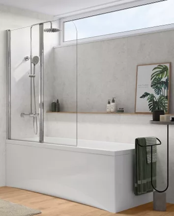 Cersanit Easy nyiló kádparaván 115x140 cm átlátszó üveggel és CleanPro bevonattal, króm profil S301-290