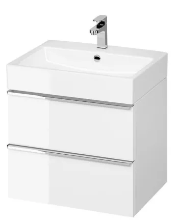 Cersanit Virgo 60 fényes fehér mosdószekrény mosdóhoz, króm fogantyúval S4019-003