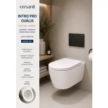   Cersanit Intro Pro perem nélküli fali WC-csésze Tornado örvényöblítéssel és Slim ülőkével S4038-001