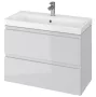 Cersanit Moduo Slim dupla fiókos mosdószekrény 80x37,5 cm, szifonkivágás nélkül, szürke S590-001-DSM