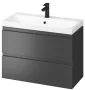Cersanit Moduo Slim dupla fiókos mosdószekrény 80x37,5 cm, szifonkivágás nélkül, matt antracit S590-077-DSM