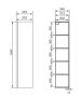 Cersanit Moduo falra függeszetett kiegészítő szekrény 160x39,5x34 polcokkal és tükörrel, antracit S590-086