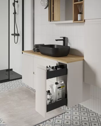 Cersanit Moduo két fiókos kiegészítő szekrény 20x55 cm, fényes fehér S590-116