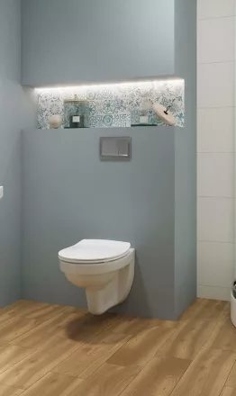 Cersanit Cersania fali kerámia WC csésze nyitott peremmel, vékony SoftClose ülőkével, fehér S701-566