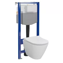 Cersanit City ívelt fali WC csésze duroplast ülőkével és falsík alatti tartállyal, modern fehér kivitelben.