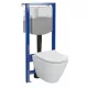 Cersanit City ívelt fali WC csésze duroplast ülőkével és falsík alatti tartállyal, modern fehér kivitelben.