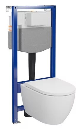 Cersanit Zen Pro ívelt fali WC csésze, duroplast ülőkével, beépíthető falsík alatti tartállyal, fehér kivitelben.