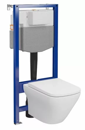 Cersanit Larga szögletes fali WC csésze, duroplast ülőkével, beépíthető falsík alatti tartállyal, fehér kivitel.