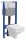 Szögletes kialakítású fali WC csésze duroplast ülőkével, beépíthető falsík alatti tartállyal és szerelőkerettel, fehér kivitelben.