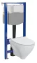 Ívelt fali WC csésze duroplast ülőkével, beépíthető falsík alatti tartállyal és szerelőkerettel, fehér kivitelben.