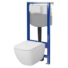 Cersanit Zen Pro szögletes fali WC csésze duroplast ülőkével és falsík alatti tartállyal, modern fehér kivitelben.