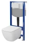 Cersanit Zen Pro szögletes fali WC csésze duroplast ülőkével és falsík alatti tartállyal, modern fehér kivitelben.