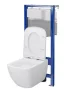 Cersanit Zen Pro szögletes fali WC csésze duroplast ülőkével és falsík alatti tartállyal, modern fehér kivitelben.
