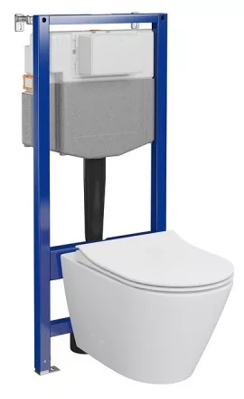 Cersanit City Pro ívelt fali WC csésze, duroplast ülőkével, beépíthető falsík alatti tartállyal, fehér kivitelben.