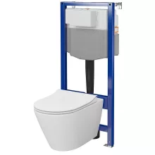 Cersanit City Pro ívelt fali WC csésze, duroplast ülőkével, beépíthető falsík alatti tartállyal, fehér kivitelben.