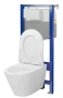 Cersanit City Pro ívelt fali WC csésze, duroplast ülőkével, beépíthető falsík alatti tartállyal, fehér kivitelben.