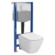 Cersanit City Pro szögletes fali WC csésze, duroplast ülőkével, beépíthető falsík alatti tartállyal, fehér kivitelben.