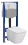 Cersanit City Pro szögletes fali WC csésze, duroplast ülőkével, beépíthető falsík alatti tartállyal, fehér kivitelben.