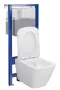 Cersanit City Pro szögletes fali WC csésze, duroplast ülőkével, beépíthető falsík alatti tartállyal, fehér kivitelben.