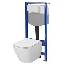 Cersanit City Pro szögletes fali WC csésze, duroplast ülőkével, beépíthető falsík alatti tartállyal, fehér kivitelben.