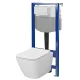 Cersanit City Pro szögletes fali WC csésze, duroplast ülőkével, beépíthető falsík alatti tartállyal, fehér kivitelben.