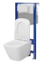 Cersanit City Pro szögletes fali WC csésze, duroplast ülőkével, beépíthető falsík alatti tartállyal, fehér kivitelben.
