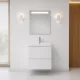 Cersanit Moduo Slim 60 szekrény keskeny mosdóval és Metropolitan LED tükörrel, fényes fehér.