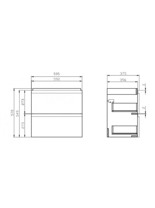 Cersanit Moduo Slim 60 szekrény keskeny mosdóval, fényes fehér S801-227-DSM