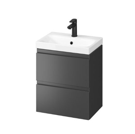 Cersanit Moduo Slim dupla fiókos mosdószekrény 50x34,5 cm, kerámia mosdóval, matt antracit S801-478