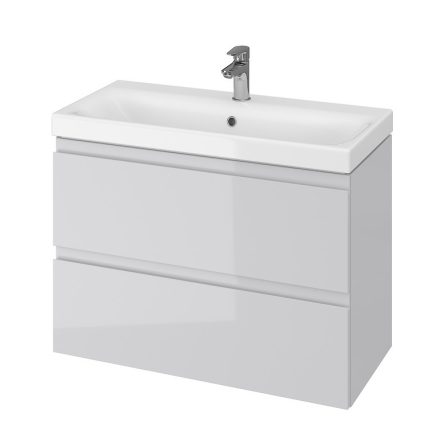 Cersanit Moduo Slim keskeny alsószekrény 80 cm-es mosdóhoz, szifonkivágás nélkül, fényes szürke S929-001