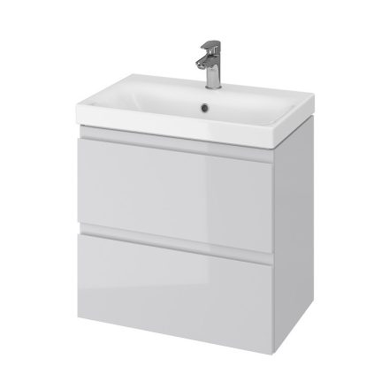 Cersanit Moduo Slim keskeny alsószekrény 60 cm-es mosdóhoz, szifonkivágás nélkül, fényes szürke S929-003