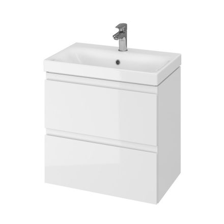 Cersanit Moduo Slim keskeny alsószekrény 60 cm-es mosdóhoz, szifonkivágás nélkül, fényes fehér S929-004
