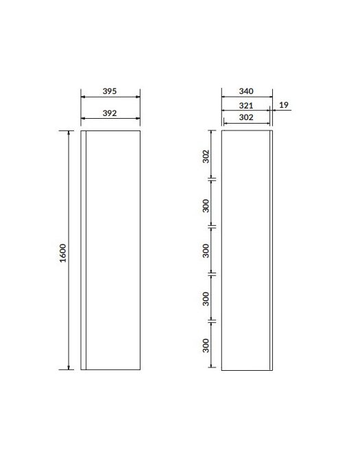 Cersanit Moduo falra függeszetett kiegészítő szekrény 160x39,5x34 polcokkal és tükörrel, szürke S929-019