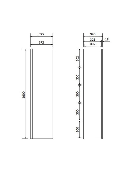 Cersanit Moduo fali kiegészítő szekrény 160x39,5x34 polcokkal és tükörrel, fényes fehér S929-020