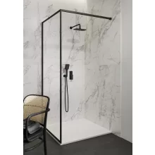   Cersanit Larga Walk-in zuhanyfal 120x200 cm átlátszó üveggel és CleanPro bevonattal, fekete profil S932-140