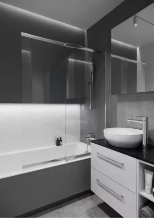 Cersanit Larga két elemes kádparaván 115x140 cm átlátszó üveggel és CleanPro bevonattal, króm profil S932-141