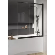   Cersanit Larga két elemes kádparaván 115x140 cm átlátszó üveggel és CleanPro bevonattal, fekete profil S932-142