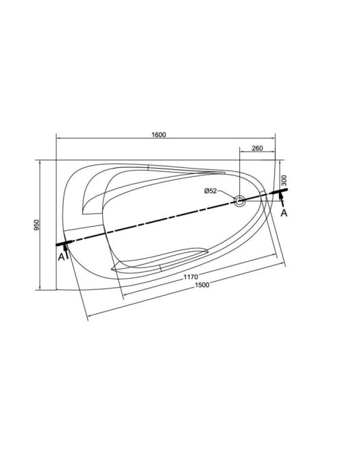 Cersanit Joanna New 160x95 balos aszimmetrikus akril kád S301-170 +ajándék kádlábbal