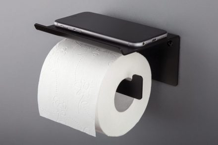 Deante Mokko WC-papír tartó polccal, fekete ADM N221