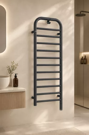 Deante Silia elektromos fürdőszobai acél radiátor 129x50 cm, matt titánium kivitel.