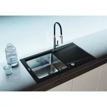   Deante Gerbera mosogató csaptelep, kihúzható kifolyócső, króm/fekete BGB B720