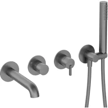   Deante Silia 4 lyukú kádtöltő csaptelep zuhanyszettel, titanium BQS D18P