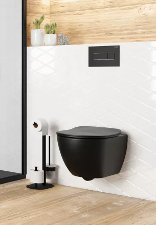 Deante Peonia Zero fali WC csésze bidé funkcióval és keverőcsappal, matt fekete CBP_NWPW
