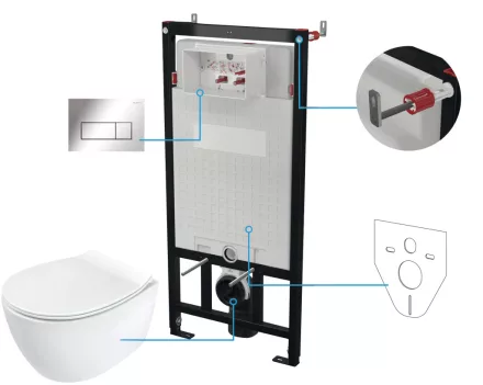 Deante Silia 6 az 1-ben Rimless falsík alatti WC szett króm nyomólappal és soft close ülőkével