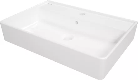 Deante Temisto kerámia mosdó 61x41 cm csaplyukkal és túlfolyóval, fehér CDT_6U7S