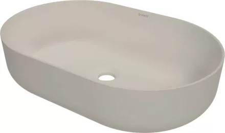 Deante Round ívelt pultra tehető kerámia mosdó 58x38 cm, bézs kivitelben