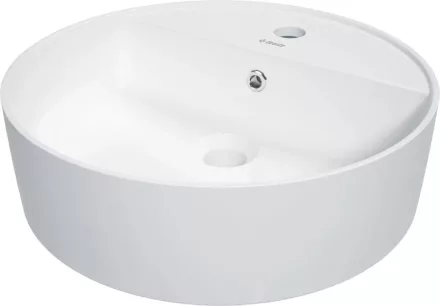 Deante Round pultra tehető kerámia mosdó 42 cm csaptelep szigettel, matt fehér kivitelben