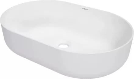 Deante Round ívelt pultra tehető kerámia mosdó 58x38 cm, matt fehér CGR_AU6S