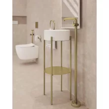 Deante Silia fürdőszobai mosdóállvány 37x85 cm, szálcsiszolt arany kivitel.