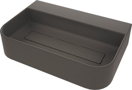 Deante Arnika Pultra tehető gránit mosdó 605x405 mart csaplyukkal és lefolyótakaróval, antracit metál CQA_TU6S